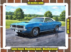 Metal Sign – 1970 Plymouth Cuda 18 Watercolor – 14×10