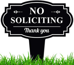 No Soliciting Yard Sign, No Solicitation in Ground 11X11 Inches, Rust Free ACM,