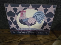 Rare Pre-owned Rooster TIN SIGN Metal Décor Kirkland Farm Barn Kitchen