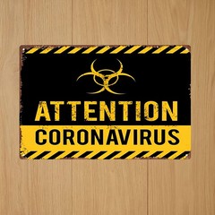 2D Flat Metal Warning Sign – Black Yellow White Stripes