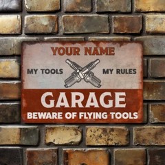 Where the Sh!t Gets Fixed Vintage Red & White Garage Sign or Sticker Mechanic