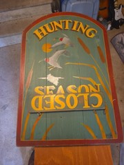 Vintage Wood Sign: Hunting Season Open/Closed