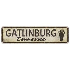 Gatlinburg Tennessee Bear Paw Metal Sign Smoky Mountain Cabin Front Porch Decor