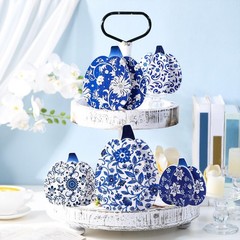5 Pcs Blue and White Porcelain Pumpkin Decor Chinoiserie Porcelain Fall Pumpk…