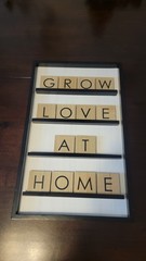 Family Home Love Scrabble Tile Grow Love at Home Farmhouse Rustic Sign Wall Art