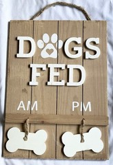 Decorative Dog Meal Scheduler Morning & Afternoon w/ Reversible Yes/No Bone