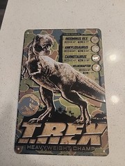 T-Rex Heavyweight Champ Universal Studios 12×8 Metal Wall Art Sign Jurrasic Park