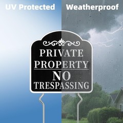 Private Property Sign with Metal Stakes, 21.5 Inch High, 2 Pack Double Sided …