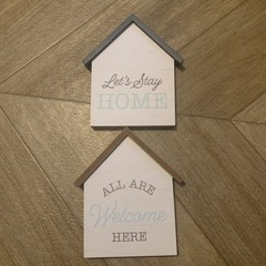 SS- Wood All Are Welcome Here Tabletop Freestanding Plaque Sign White Dark Gray