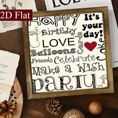 Rustic Happy Birthday Wooden Sign Vintage Farmhouse Decor for Party Gift