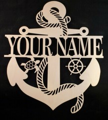 Personalized Anchor Monogram Family name sign. Wood craft custom made