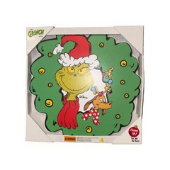 New Dr. Seuss The Grinch Pre Lit Christmas Sign Wall /Door Decor In Green- 16×16