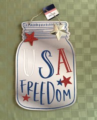 USA Freedom Sign Mason Jar Stars Patriotic 4th July Memorial Day Wall Door Porch