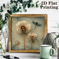 Vintage Dandelion Dragonfly Wooden Sign Rural Decor for Bedroom Cafe Gift