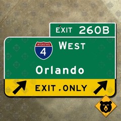 Florida Interstate 95 Exit 260B Orlando I-4 West highway road sign 15×10