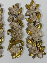 HOMCO Vintage 1974 Dogwood Apple Flower Wall Hanging Plaque Gold Cream Set of 4