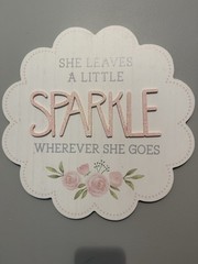 Wood Wall Mounted Scalloped Floral 3D Plaque Quote 13 1/2″ Sparkle