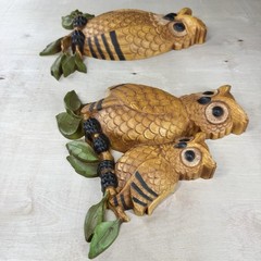Vintage Homco Owl Wall Plaques Set of 2 1976 Dart Ind USA Hanging Retro Owl Dec