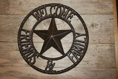 (1) Rustic Texas Welcome Plaque Heavy Cast Iron, 11 inch, H-109