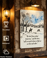 Rustic Horse & Winter Landscape Metal Sign Inspirational Quote Wall Decor