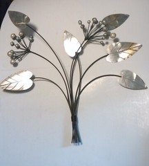 Large Metal & Faux Pearl Floral 3D Wall Decor- 25″ x 25″