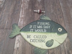 Handmade Wooden Sign With Metal Trim . Fishing . Cabin Decor Man Cave. 🤎💜🩵💛