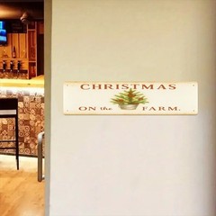 Country Farm Xmas Decor Metal Plaque Christmas On The Farm Vintage Tree Wall
