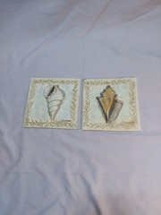 Coastal Shell Wall Hanging Tiles Set of 2 – Beach Decor, One Missing Hardware