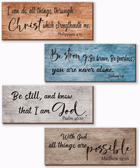 4 Pieces Bible Verses Wall Decor Rustic Wooden Christian Signs Farmhouse Religio