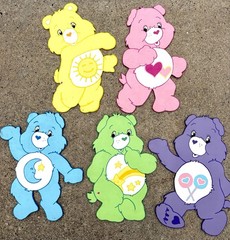 Vintage Set of 5 Handmade Care Bears Wood Cutouts Wall Decor Each 22” X 13”