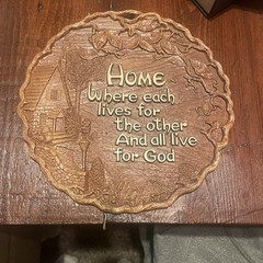 Vintage Faux Wood Multi-Products USA Wall Plaque 9.875″ X 9.875″ – Home