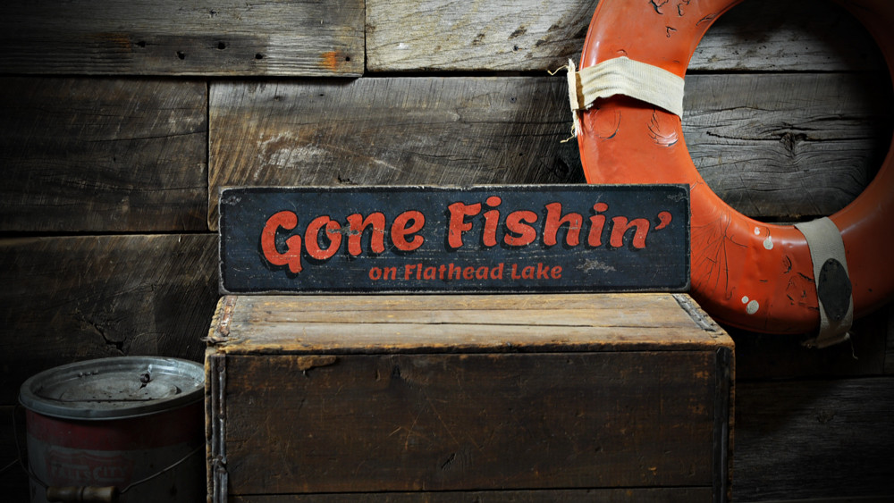 Custom Gone Fishin’ Lake House – Rustic Handmade Vintage Wooden Sign