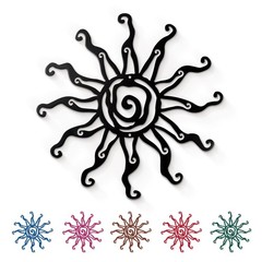 Black Metal Sun Wall Art Decor – 12″ Round Abstract Metal Line Wall Decor, Re…