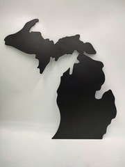 State Of Michigan Metal Wall Art UPPER & LOWER Black Lazer/Plasma Cut Camp Cabin