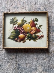 Kitschy Embossed Fruit Kitchen Framed Wall Decor RF Harnett