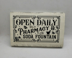 Rustic Pharmacy & Soda Fountain, Farmhouse Wood Sign, Handmade & Handpainted