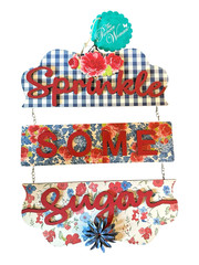 Pioneer Woman Sprinkle Some Sugar Hanging Sign Red Blue Floral Wall Decor