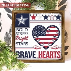 Bold Stripes Bright Stars Brave Hearts Wall Art, Patriotic Home Decor