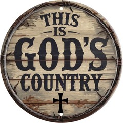 God’s Country Welcome Sign for Front Door Round Metal Door Sign 8×8 Inch Home…