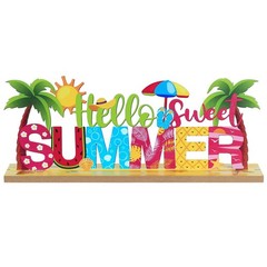 MEETYAMOR Summer Decor, Wood Metal Hello Sweet Summer Sign for Table Decor, Farm