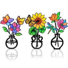 3Pcs Metal Flowers Wall Arts Rustic Farmhouse Decor, House Minimalist Bathroo…