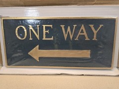 Montague Metal Left One Way Sign 15×7
