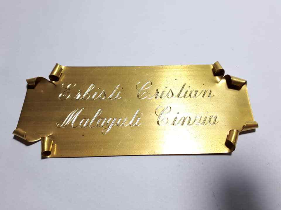 Brass Name Plate Size 4 x 15 cm Artificial Parchment Plate