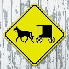 Amish Horse and Buggy Crossing Yellow Aluminum Indoor Outdoor Road Sign Caution