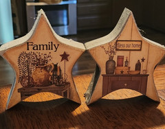 country wood block stars 2 pc. Primitive