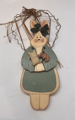 Easter Bunny Door Hanger Sign Spring Patio Door Decor and Wall Art Signed