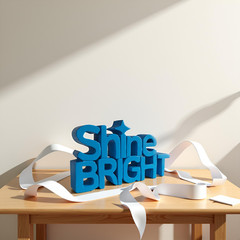 Shine Bright Motivational Showpiece Home Decor Items Blue Small Size- 6×4 inch