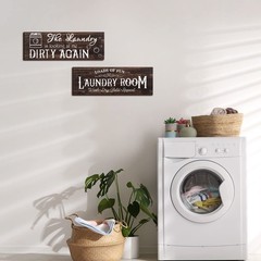 Jetec 2 Pieces Rustic Laundry Room Wooden Signs 13.8 x 4.7 inches, Brown