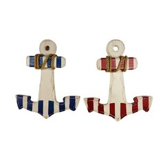 Nautical Themed Distressed Wood Striped Anchors Home Wall Nautical Beach Decor