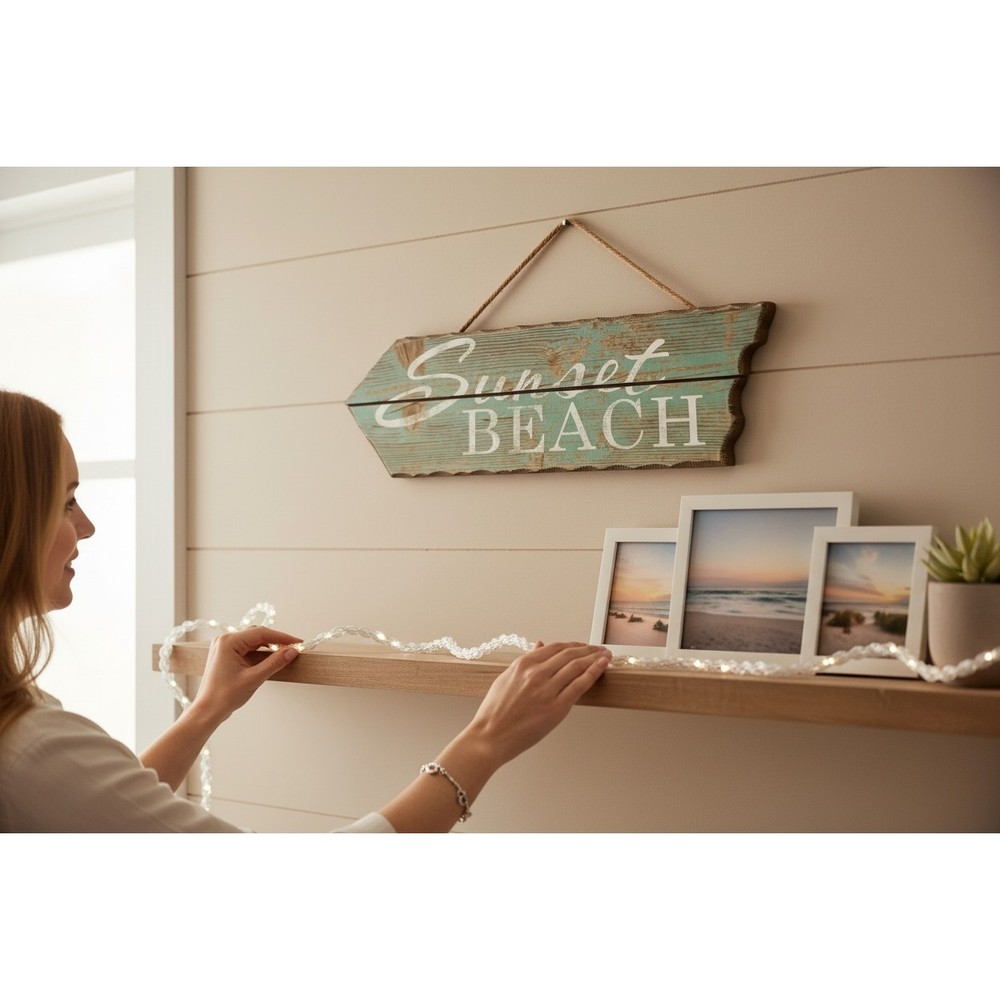 Creative Co-Op Wall Decor Unisex OS Teal Brand New Sunset Beach Arrow Sign